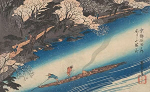 Punting Gallery: Cherry Blossoms at Arashiyama, from the series Famous Places of Kyoto, ca. 1834. ca