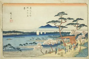 Cherry Blossoms in Full Bloom along the Sumida River (Sumidagawa hanazakari), from... c. 1839/42. Creator: Ando Hiroshige