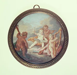 Cello Player Prints: Cherub musicians, c1850. Creator: Ecole Francaise