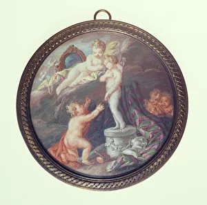 Sculpting Prints: Cherub sculptors, c1850. Creator: Ecole Francaise