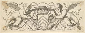 Mellan Claude Collection: Two Cherubs with the Arms of Cardinal Richelieu, before 1642. Creator: Claude Mellan