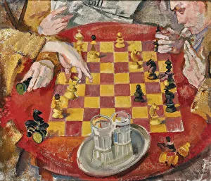 Chess Piece Prints: The Chess game, c1935. Creator: Oppenheimer; Max (1885-1954)