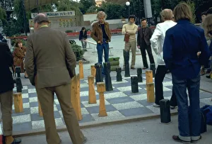 Chess game on a summer evening in Kungstradgarden