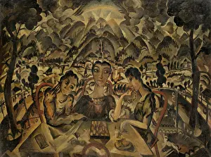 Chess Piece Prints: Chess players, c1917-1918. Creator: Kolschbach, Joseph (1892-1947)