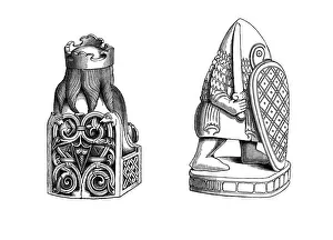 Chessmen, 12th century, (1843). Artist: Henry Shaw