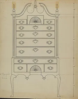 Pen And Ink And Graphite On Paper Prints: Chest, 1935/1942. Creator: Unknown