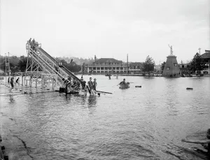 Slide Prints: Chester Park, toboggan slide on the lake
