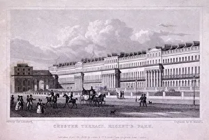 Melville Prints: Chester Terrace, Regents Park, Marylebone, London, 1828. Artist: Harlen Melville
