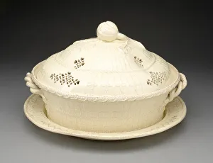 Yorkshire Prints: Chestnut Basket and Stand, Yorkshire, c. 1790. Creator: Leeds Pottery