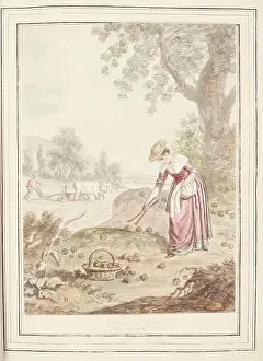 Gathering Prints: Chestnut Gatherers of Loiana, leaf from A Collection of Dresses by David Allan Mostly