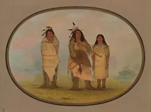 Images Dated 24th February 2021: A Cheyenne Chief, His Wife, and a Medicine Man, 1861 / 1869. Creator: George Catlin