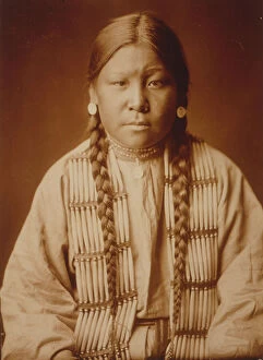 Long Hair Collection: Cheyenne girl, c1905. Creator: Edward Sheriff Curtis