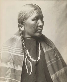 Long Hair Collection: Cheyenne matron, 1905. Creator: Edward Sheriff Curtis