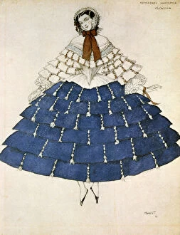 Outfit Gallery: Chiarina, design for a costume for the ballet Carnival composed by Robert Schumann, 1919