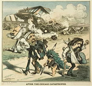 Bandaged Collection: After the Chicago Catastrophe, from Puck, 1880. Creator: Joseph Keppler