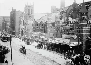 Street Lamp Prints: Chicago - Coliseum (exterior), 1912. Creator: Bain News Service
