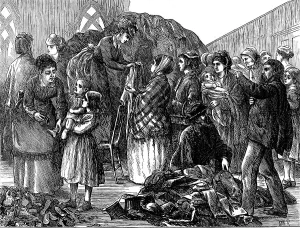 Shawls Prints: The Chicago Fire: Ladies of Chicago supplying the refugees with clothing