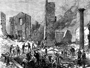 Removing Prints: Chicago after the Fire: recovering valuables from the bank vaults, 1871. Creator: Unknown