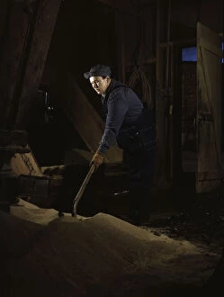 Denim Collection: Chicago and North Western R.R. Mrs. Thelma Cuvage, working in the sand house... Clinton, Iowa, 1943