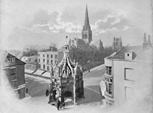 Market Cross Prints: Chichester: The Cathedral, Market-Cross, and Tower, c1896. Artist: Charles H Barden