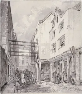 Chick Lane, City of London, 1825. Artist: Robert Blemmell Schnebbelie