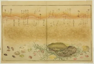 Double Page Prints: Chidori-gai, itaya-gai, awabi, utsuse-gai