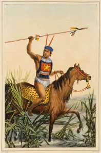 Chief of the Charrúas. From Voyage pittoresque et historique au Brésil, 1830s. Creator: Debret, Jean-Baptiste (1768-1848). Chief of the Charrúas. From Voyage pittoresque et historique au Brésil, 1830s