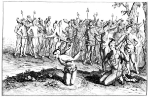 Chief of the Florida Indians consulting a magician (shaman) before going into battle, c1780 Chief of the Florida Indians consulting a magician (shaman) before going into battle, c1780
