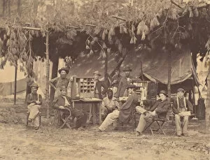 Clerk Gallery: Chief Officer and Clerks of the Ambulance Department, 9th Army Corps, in Front of P