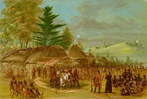 Louisiana Prints: Chief of the Taensa Indians Receiving La Salle. March 20, 1682, 1847 / 1848