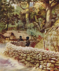 Semi Naked Prints: A Chiefs House, New Hebrides, 1923. Creator: Unknown