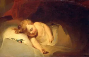 Sully Thomas Prints: Child Asleep (The Rosebud), 1841. Creator: Thomas Sully