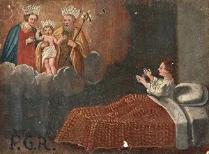 Survivor Prints: A child in bed praying to the Holy Family. Creator: Unknown