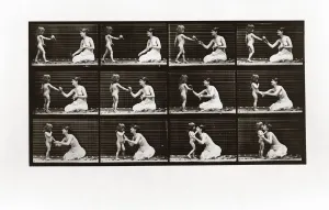 Thanking Prints: Child bringing bouquet to a woman, Plate 465 from Animal Locomotion, 1887 (photograph)