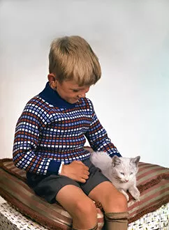 Cute Gallery: Child with a cat, 1963. Artist: Michael Walters