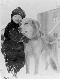 Affection Collection: Child with dog, between c1900 and c1930. Creator: Unknown