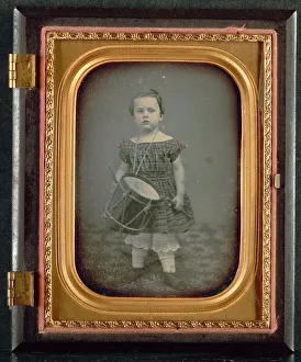 Unidentified Photographer Prints: Child with Drum, 1850s. Creator: Unidentified Photographer