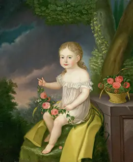 1830 Prints: Child with Flowers, 1800-1830. Creator: Unknown