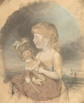 Dowman Gallery: Child Holding a Doll, 1780. Creator: John Downman