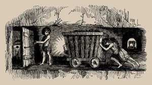 Miners Prints: Child labour in coal mines: Two thrusters and a trapper in a coal mine