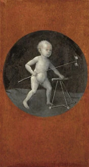 Bosch Gallery: Child with Pinwheel and Toddler Chair. (Reverse of Christ Carrying the Cross), c. 1490