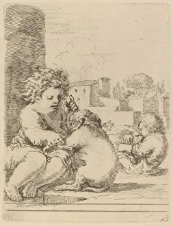 Puppy Gallery: Child Playing with a Dog. Creator: Stefano della Bella
