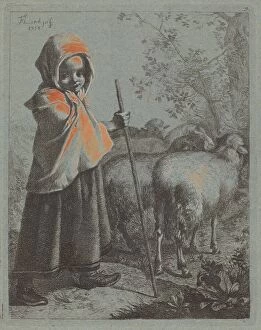 Child Shepherdess with Flock, 1758. Creator: Francesco Londonio