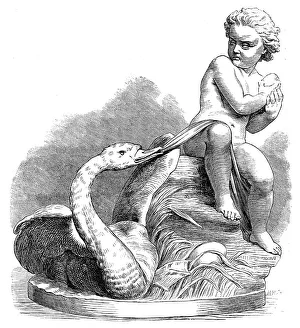 Waterbird Prints: Child and Swan, (sculpture), by J