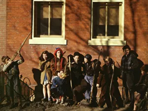 Sticks Prints: Children aiming sticks as guns