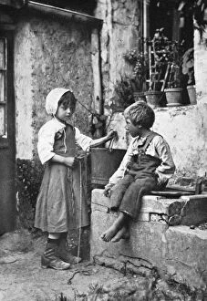 Backyard Gallery: Two children in a backyard, 902-1903.Artist: Constance Ellis