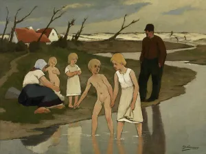 Paddling Prints: Children Bathing, c1890-1940. Creator: Eugene Laermans