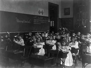 Cyanotypes 1890 1900 Gmgpc Prints: Children in a classroom blowing pinwheels in a Washington