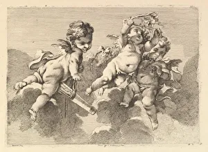 Three Children in Clouds, 18th century. Creator: Monogrammist DA