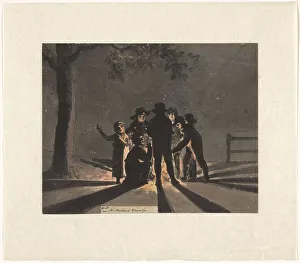 Bonfire Prints: Children clustered around a Saint Martin's bonfire